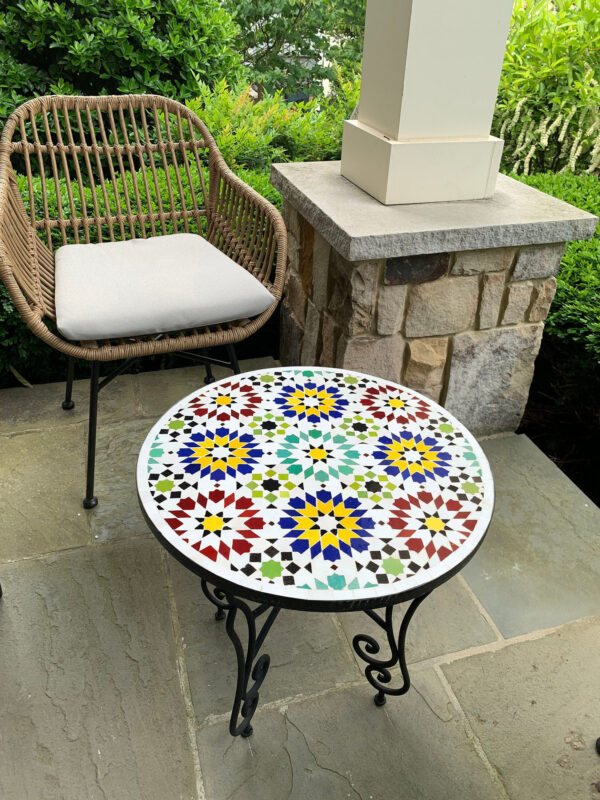 Outdoor & Indoor Handmade Mosaic Table – Moroccan Tile Side, Coffee, Console or Dining Table