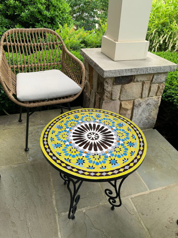 Authentic Moroccan Mosaic Table – Handmade Tile Furniture for Garden, Patio, Dining Room or Living Space