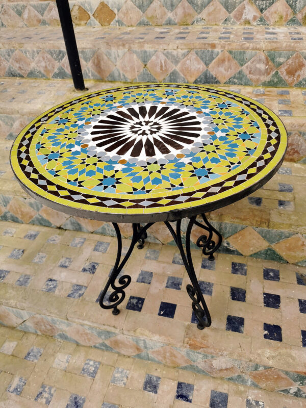Authentic Moroccan Mosaic Table – Handmade Tile Furniture for Garden, Patio, Dining Room or Living Space - Image 2
