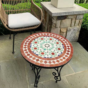 Traditional Moroccan Mosaic Tile Table – Handmade Coffee, Console, Dining or Outdoor Table