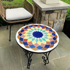 Moroccan Patio & Indoor Mosaic Table – Handcrafted Tile Design for Elegant Home Decor