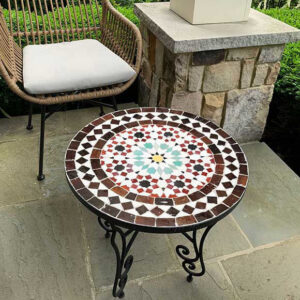 Boho Moroccan Mosaic Table – Handmade Tile Table for Garden, Living Room, or Outdoor Dining