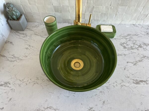 Handcrafted Moroccan Ceramic Basin – Painted Bathroom Sink – Round Vessel Made in Fez - Image 3