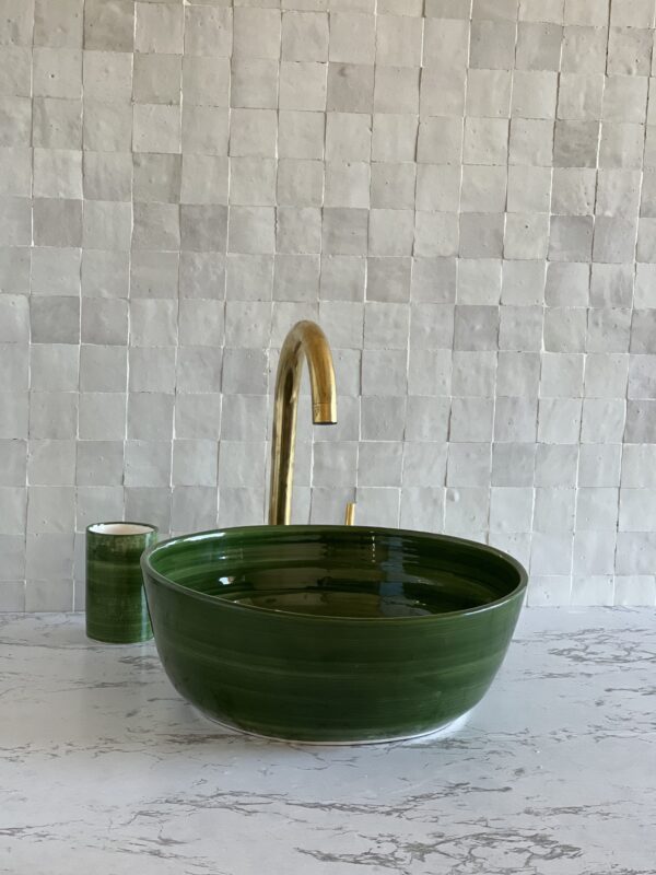 Handcrafted Moroccan Ceramic Basin – Painted Bathroom Sink – Round Vessel Made in Fez - Image 4