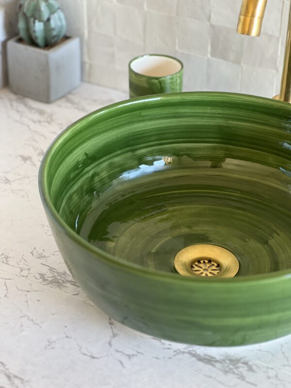 Handcrafted Moroccan Ceramic Basin – Painted Bathroom Sink – Round Vessel Made in Fez - Image 2