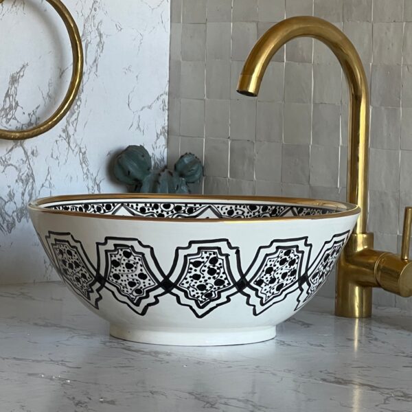 Handmade Moroccan Ceramic Sink – Custom Painted Bathroom Vessel Basin – Round Sink from Fez - Image 4