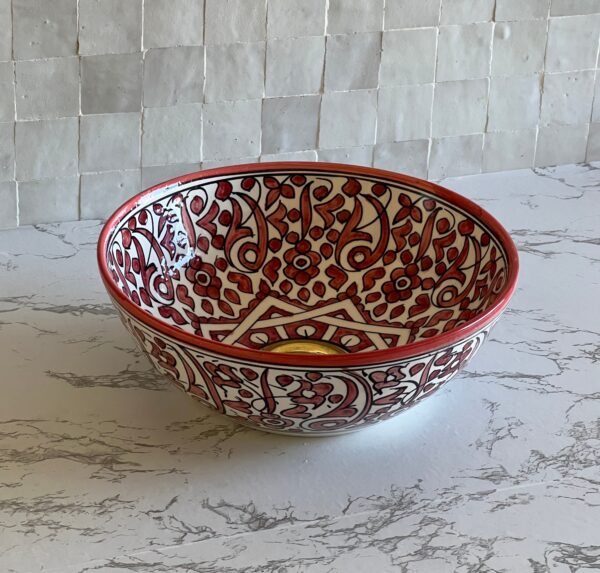 Custom Moroccan Sink – Hand-Painted Ceramic Bathroom Basin – Round Vessel from Fez - Image 6