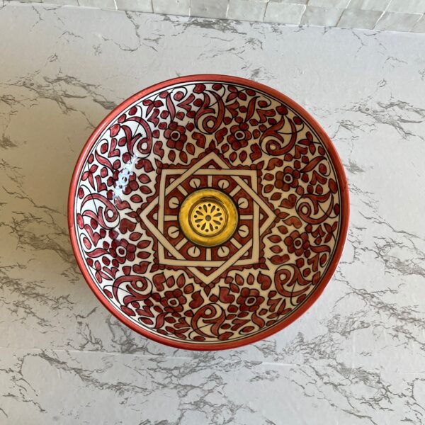 Custom Moroccan Sink – Hand-Painted Ceramic Bathroom Basin – Round Vessel from Fez - Image 3