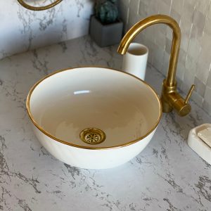 Moroccan Handmade Ceramic Sink – Custom Round Bathroom Basin from Fez – Painted Vessel Style