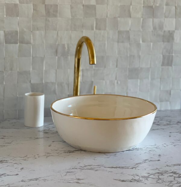 Moroccan Handmade Ceramic Sink – Custom Round Bathroom Basin from Fez – Painted Vessel Style - Image 4