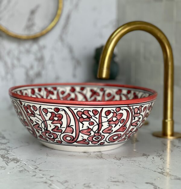 Custom Moroccan Sink – Hand-Painted Ceramic Bathroom Basin – Round Vessel from Fez - Image 5