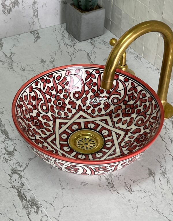 Custom Moroccan Sink – Hand-Painted Ceramic Bathroom Basin – Round Vessel from Fez - Image 4