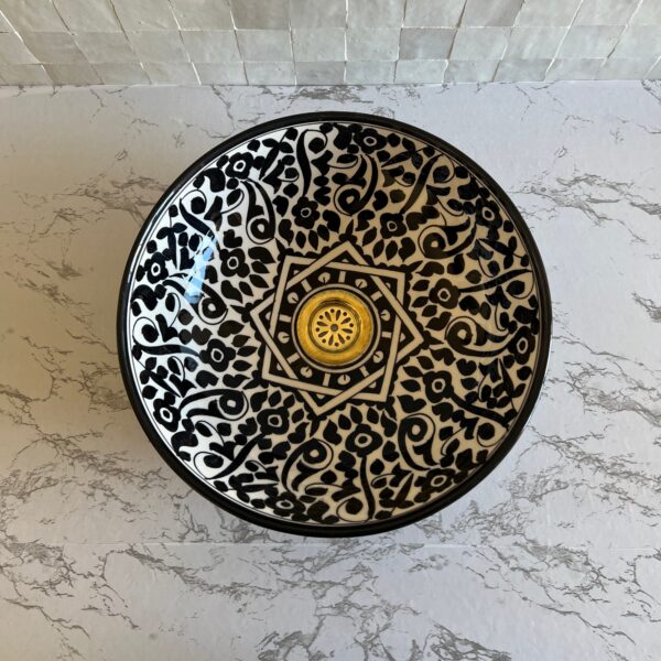 Painted Moroccan Ceramic Vessel Sink – Handmade Round Basin for Bathroom – Made in Fez - Image 5