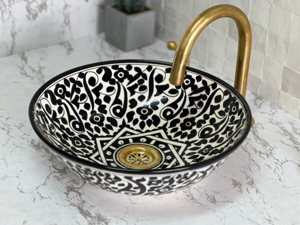 Sustainable Ceramic Sink – Moroccan Handcrafted Round Basin – Custom Bathroom Vessel - Image 5