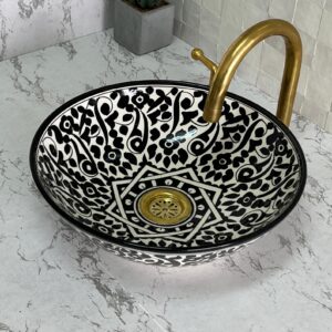 Sustainable Ceramic Sink – Moroccan Handcrafted Round Basin – Custom Bathroom Vessel