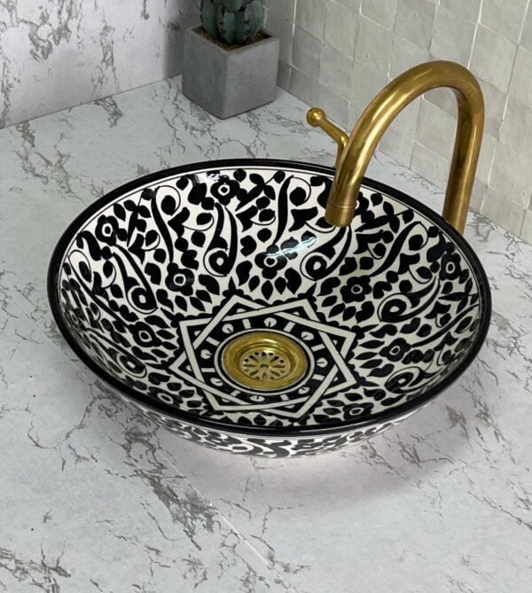Sustainable Ceramic Sink – Moroccan Handcrafted Round Basin – Custom Bathroom Vessel