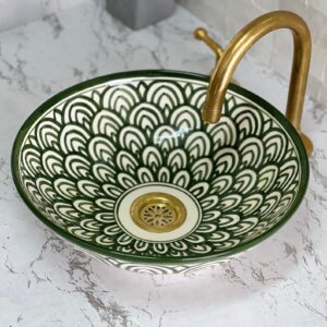 Authentic Moroccan Sink – Handcrafted Round Ceramic Basin – Decorative Bathroom Vessel