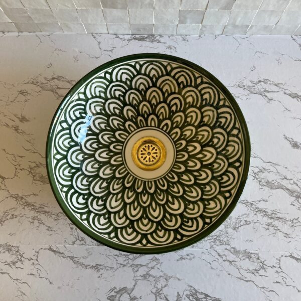 Authentic Moroccan Sink – Handcrafted Round Ceramic Basin – Decorative Bathroom Vessel - Image 5