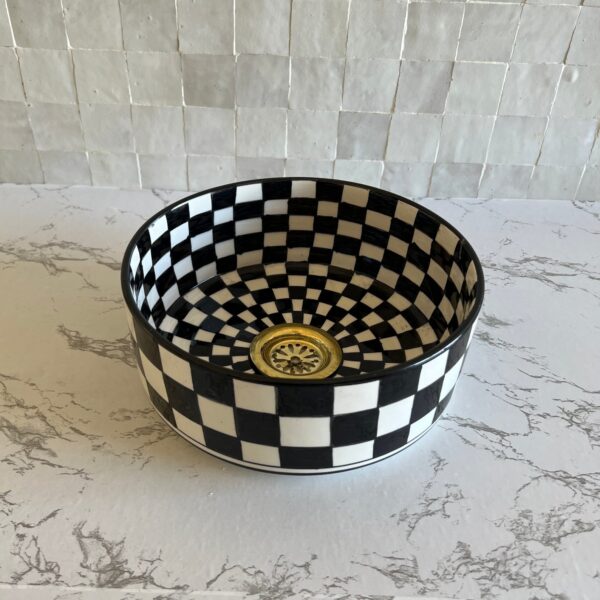 Moroccan Ceramic Sink – Handmade Round Vessel for Boho Bathroom – Custom Artistic Basin - Image 3