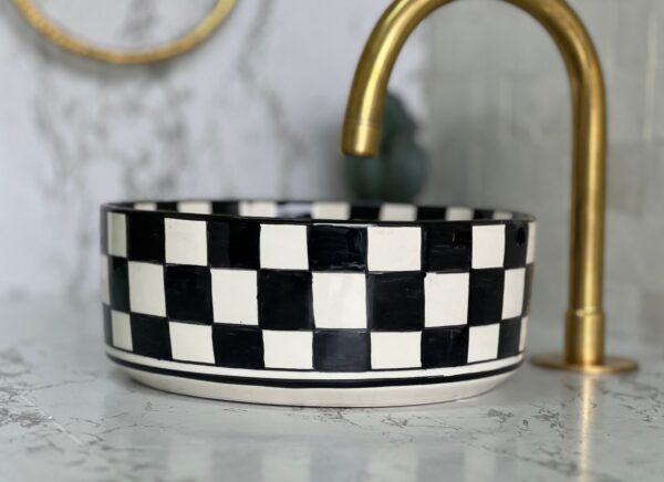Moroccan Ceramic Sink – Handmade Round Vessel for Boho Bathroom – Custom Artistic Basin - Image 2