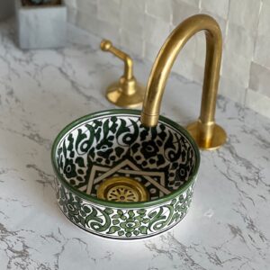 Custom Ceramic Bathroom Sink – Handmade Moroccan Round Vessel with Artistic Touch