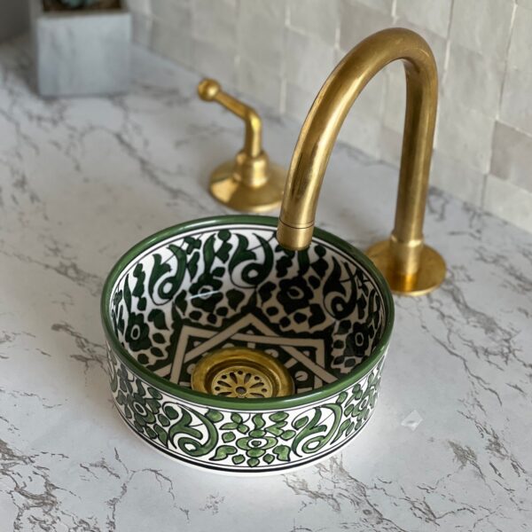 Custom Ceramic Bathroom Sink – Handmade Moroccan Round Vessel with Artistic Touch