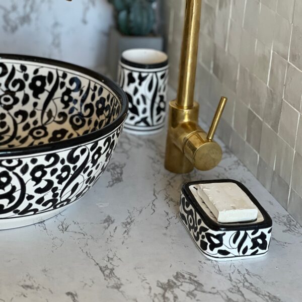 Handcrafted Moroccan Bathroom Sink – Artistic Ceramic Round Vessel – One-of-a-Kind Basin - Image 8