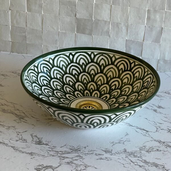Authentic Moroccan Sink – Handcrafted Round Ceramic Basin – Decorative Bathroom Vessel - Image 3