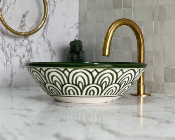 Authentic Moroccan Sink – Handcrafted Round Ceramic Basin – Decorative Bathroom Vessel - Image 2