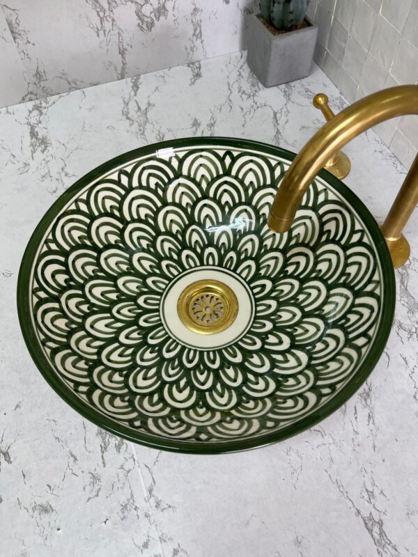 Authentic Moroccan Sink – Handcrafted Round Ceramic Basin – Decorative Bathroom Vessel - Image 7