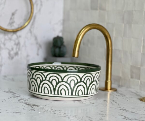 Custom Boho Sink – Moroccan Painted Ceramic Vessel – Round Artisan Basin for Vanity - Image 2