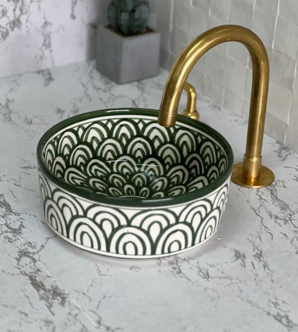 Custom Boho Sink – Moroccan Painted Ceramic Vessel – Round Artisan Basin for Vanity - Image 3
