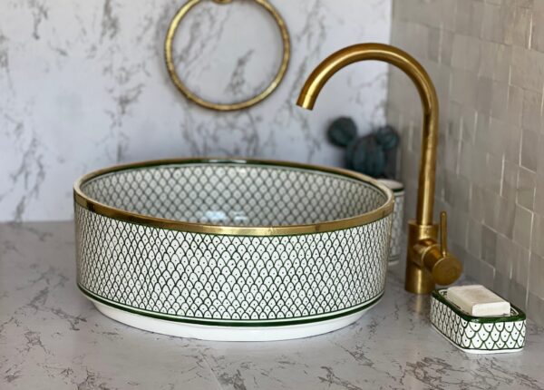 Organic Design Ceramic Sink – Handmade Moroccan Round Vessel – Artistic Bathroom Basin from Fez - Image 5