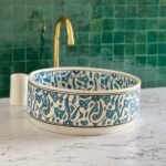 Fez-Made Moroccan Sink – Unique Ceramic Round Vessel – Artisan Bathroom Feature Piece