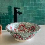 Fez Ceramic Sink – Handmade Moroccan Round Basin – Boho Bathroom Vessel Design