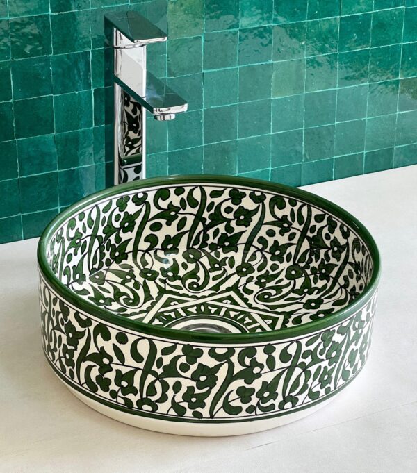 Custom Ceramic Bathroom Sink – Handmade Moroccan Round Vessel with Artistic Touch - Image 8