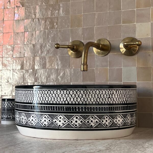 Luxury Handmade Bathroom Sink – Moroccan Round Ceramic Basin – Painted Artisan Vessel - Image 2