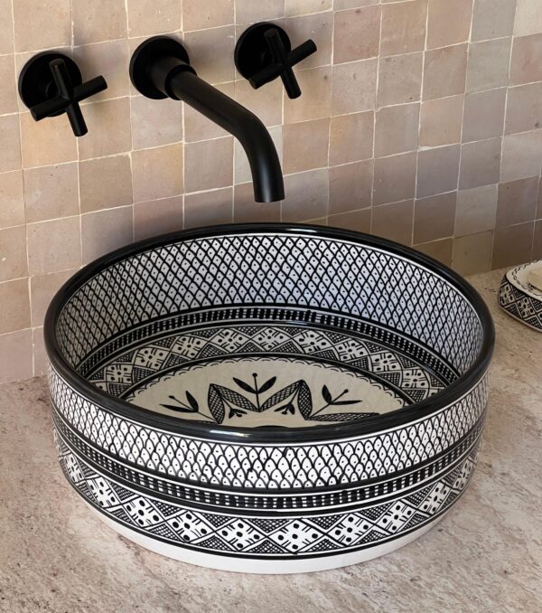 Luxury Handmade Bathroom Sink – Moroccan Round Ceramic Basin – Painted Artisan Vessel - Image 7