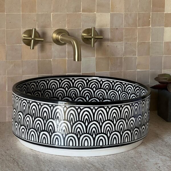 Painted Moroccan Ceramic Basin – Round Vessel Sink for Custom Bathroom Décor - Image 7