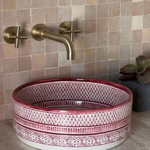 Pink sink - Handmade Bathroom Vanity Sink – Moroccan Round Ceramic Vessel – Bohemian Design from Fez