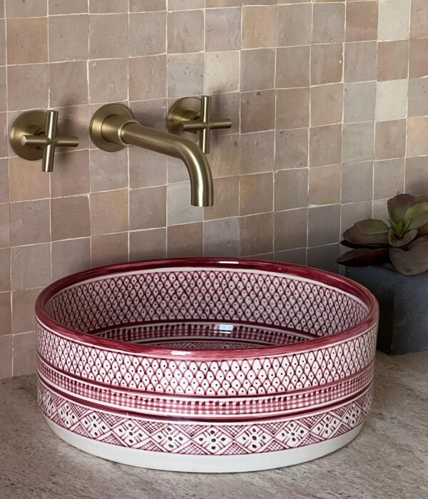 Pink sink - Handmade Bathroom Vanity Sink – Moroccan Round Ceramic Vessel – Bohemian Design from Fez