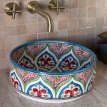 Moroccan Sink – Artisan Ceramic Round Vessel – Handmade Bathroom Statement Piece
