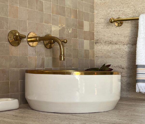 Hand-Painted Moroccan Bathroom Sink – Round Ceramic Vessel – Artisan Made in Fez - Image 5