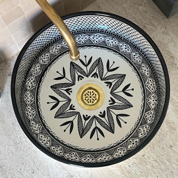 Luxury Handmade Bathroom Sink – Moroccan Round Ceramic Basin – Painted Artisan Vessel - Image 5