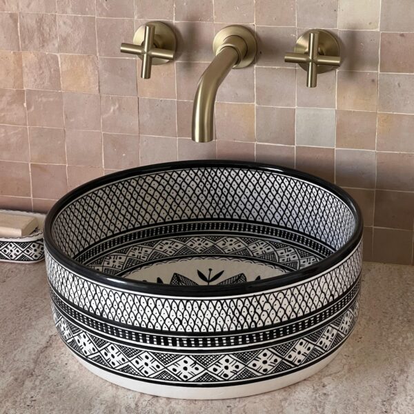 Luxury Handmade Bathroom Sink – Moroccan Round Ceramic Basin – Painted Artisan Vessel - Image 6