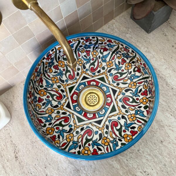 Moroccan Artisan Sink – Custom Round Ceramic Basin – Hand-Painted Boho Bathroom Decor - Image 7