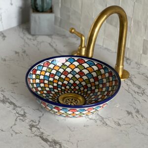 Moroccan Bathroom Sink – Handmade Round Ceramic Vessel – Custom Design from Fez