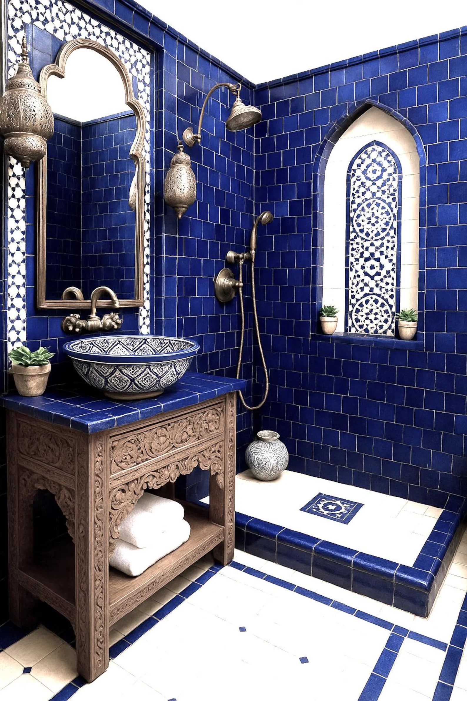 Modern interior featuring Moroccan ceramic sink