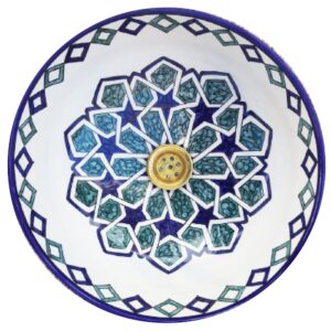Authentic Moroccan Sink – Handcrafted Round Ceramic Basin – Decorative Bathroom Vessel