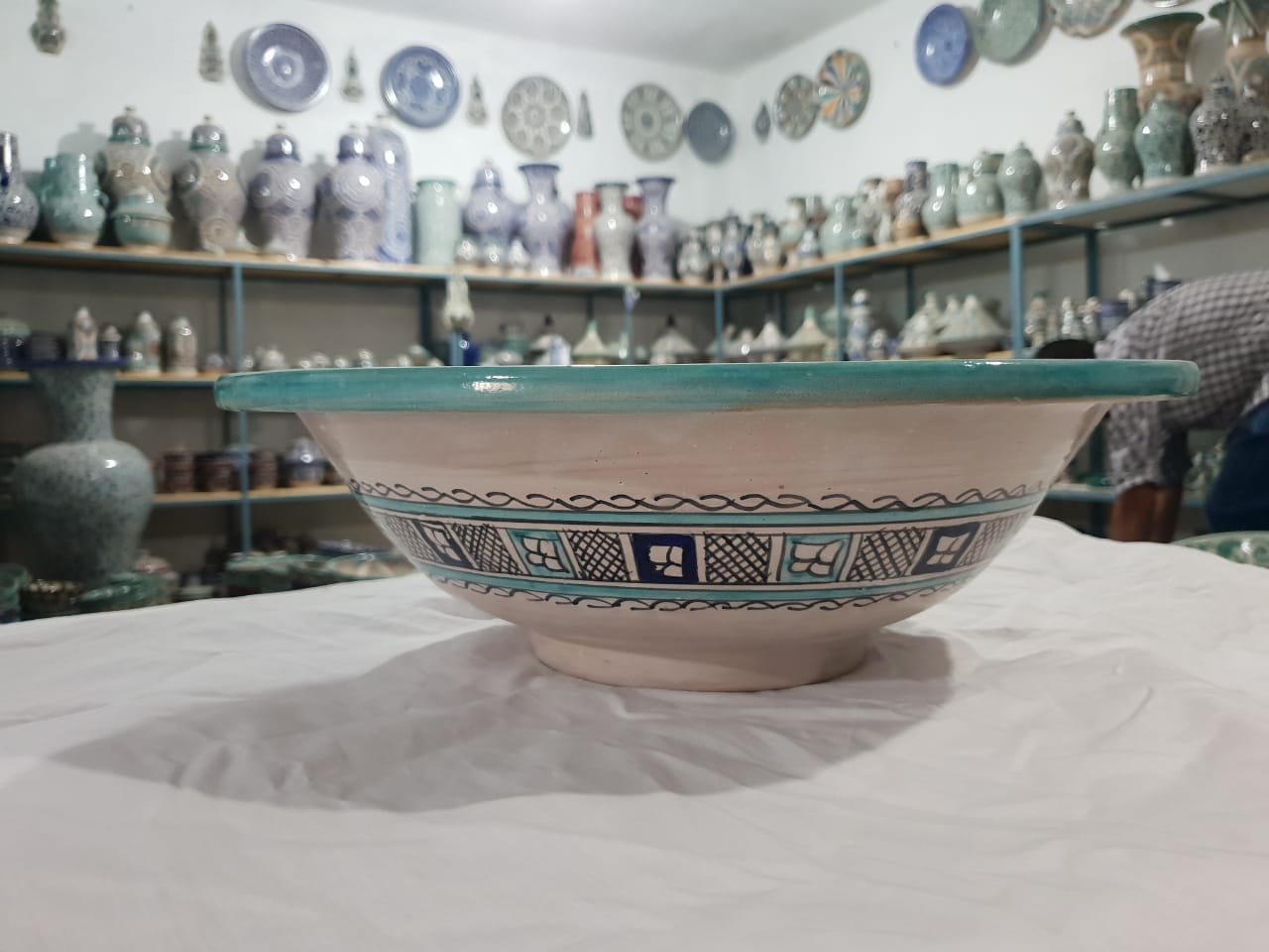 Antique Moroccan Sink – Handcrafted Round Ceramic Basin – Decorative Bathroom Vessel - Image 2